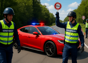 Un contrôle routier inattendu : des gendarmes escortent une voiture en urgence après un excès de vitesse