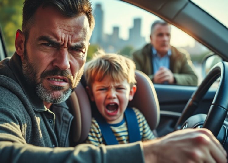 Irrité par les pleurs de son enfant, un père perd son calme et s’en prend à un conducteur suite à un incident de la route