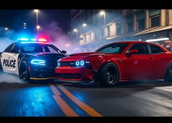 La police écrase une Dodge Hellcat pour freiner les courses sauvages