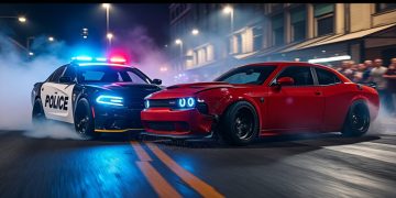 La police écrase une Dodge Hellcat pour freiner les courses sauvages