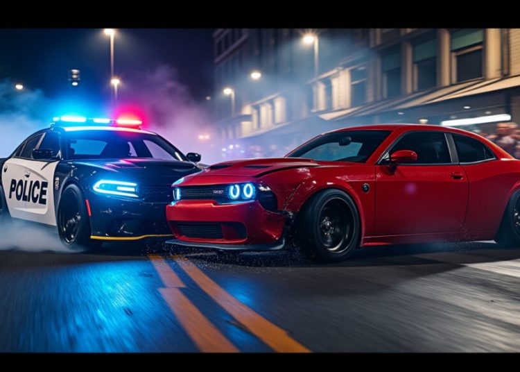 La police écrase une Dodge Hellcat pour freiner les courses sauvages