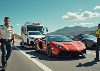 Un homme tenté par l’exploit : tractant deux voitures de luxe sur une remorque, il se fait interpeller par les gendarmes.