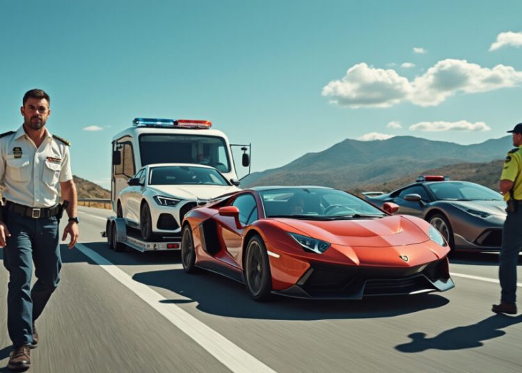 Un homme tenté par l’exploit : tractant deux voitures de luxe sur une remorque, il se fait interpeller par les gendarmes.