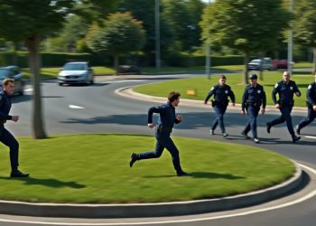 Un individu prend d’assaut un rond-point pour échapper aux gendarmes à pied