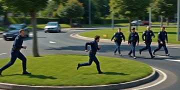 Un individu prend d’assaut un rond-point pour échapper aux gendarmes à pied