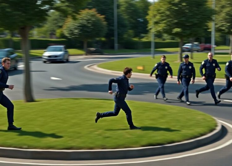 Un individu prend d’assaut un rond-point pour échapper aux gendarmes à pied