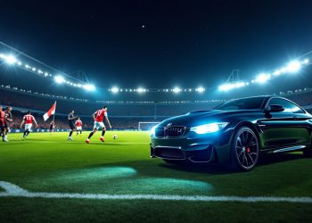 Un match de football professionnel illuminé par les phares d’une BMW : une expérience inédite sous les projecteurs nocturnes