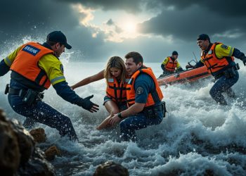 Une histoire héroïque : un couple secouru par la police municipale au cœur des flots tumultueux
