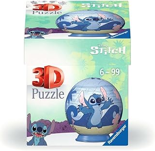 Ravensburger - Puzzle 3D Ball - Disney Stitch - A partir de 6 ans - 54 pièces numérotées à assembler sans colle - A collectionner - Support inclus - 11597