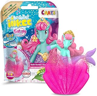 CRAZE INKEE Bombe de Bain enfant GALUPY MERMAID Boule de bain avec Jouets de Bain Bain moussant enfant Jouet Bain bébé Bombes de bain surprise 39854, 1.0 unité, 100.0 grams