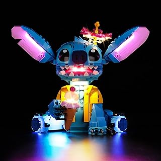 Kyglaring Kit d'éclairage LED pour Lego Disney Stitch - Kit d'éclairage compatible avec Lego 43249 - Figurine Disney Lilo et Stitch (version classique)
