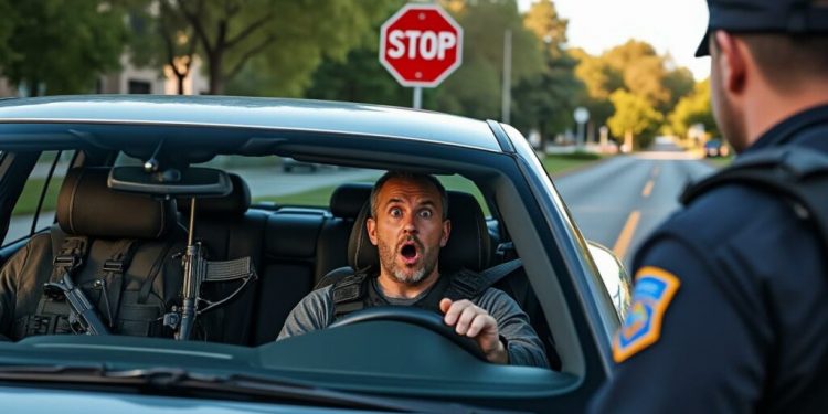 Un conducteur ignoré un stop et se retrouve interpellé avec un impressionnant arsenal dans son véhicule