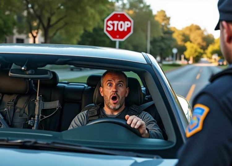 Un conducteur ignoré un stop et se retrouve interpellé avec un impressionnant arsenal dans son véhicule