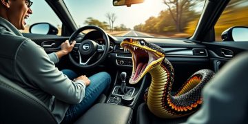 Un serpent venimeux fait irruption sous ses pieds au volant de sa voiture