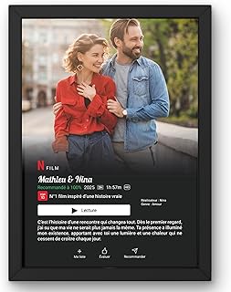 Poster Netflix personnalisé avec ou sans Cadre votre texte et votre photo | Netflix Movie Design décoration | Affiche de Film personnalisée avec Photo | Toile | Affiche | Acrylique Cadeau (Portrait)