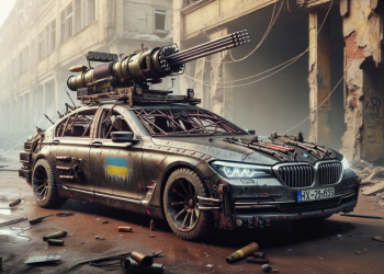 En Ukraine, une BMW Série 7 métamorphosée en lance-roquettes artisanal pour repousser l’armée russe