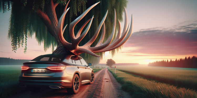 Un bois de chevreuil perce mystérieusement les pneus d’une voiture en pleine campagne