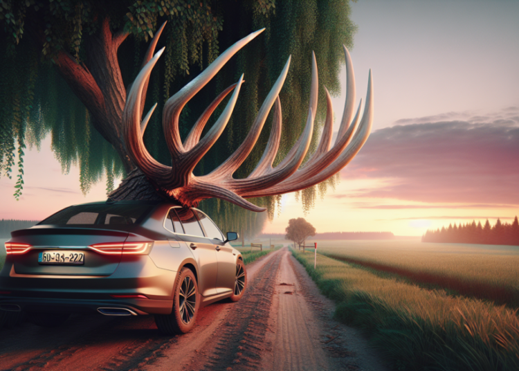 Un bois de chevreuil perce mystérieusement les pneus d’une voiture en pleine campagne