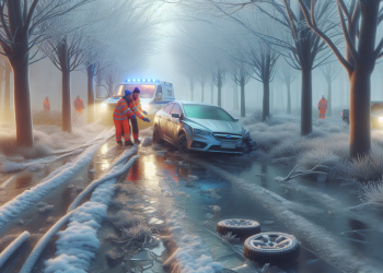 Un conducteur sauvé des griffes du verglas après une sortie de route spectaculaire dans un fossé