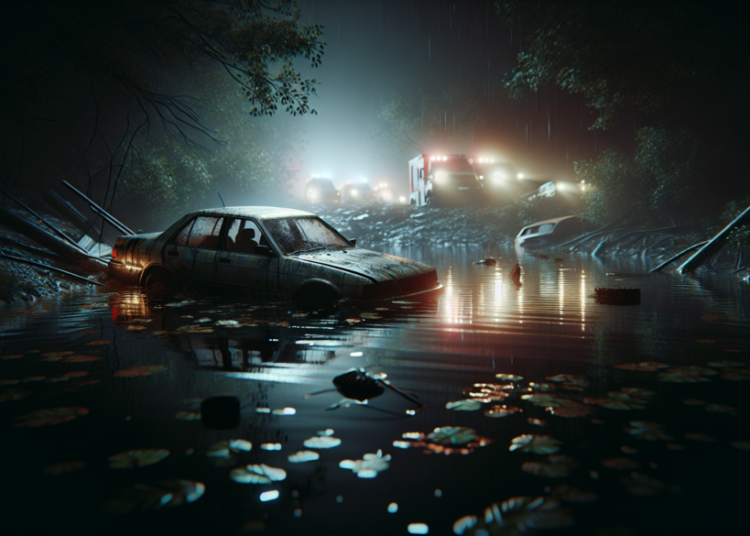 Voiture abandonnée sur un passage à gué : engloutie durant la nuit, les secours craignent le pire