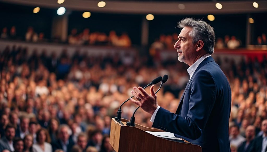 jean-luc mélenchon galvanise un palais des congrès comble à perpignan et lance une attaque cinglante envers la présidente lors de son discours passionné.