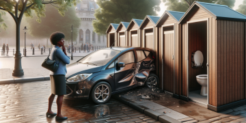 Une conductrice de Clio s’égare : sa voiture finit sa course dans des toilettes publiques après une confusion des pédales