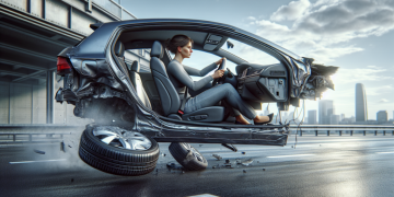 Malgré une roue manquante et airbags déployés, cette femme poursuit sa route avec détermination