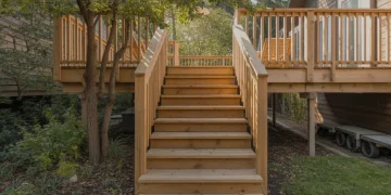 Construire un escalier de terrasse en bois traité : calcul des marches et assemblage sécurisé
