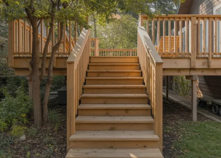 Construire un escalier de terrasse en bois traité : calcul des marches et assemblage sécurisé