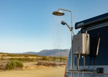 Construire une douche solaire nomade avec chauffe-eau instantané pour camping-car
