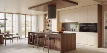 Îlot de cuisine suspendu avec hotte intégrée : construire soi-même son îlot DIY