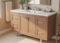Meuble de rangement sous lavabo sur mesure : découpe, charnières et finition
