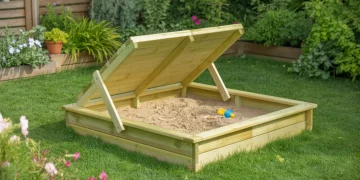 Bac à sable couvert avec système anti-chats : guide de construction en bois traité