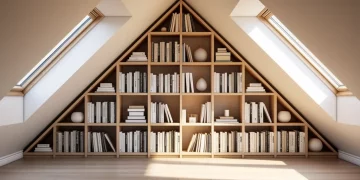 Bibliothèque intégrée sous pente de combles : gabarit, fixations et finitions