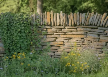 Construire un muret de jardin en pierres sèches : fondations, assemblage et végétalisation des joints