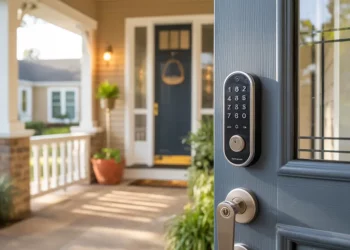 Serrure à pavé numérique sur porte d’entrée : installation sans perçage de la serrure existante