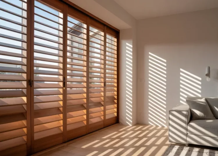 Brise-soleil fixe en lames bois sur une fenêtre plein sud : calcul et pose
