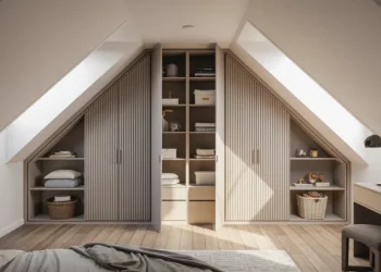 Couloir de rangement sur mesure pour combles aménagés : ossature, portes accordéon et organisation intérieure