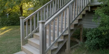 Escalier extérieur en bois : décapage, rebouchage et protection après l’été