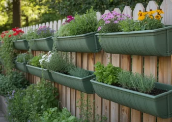 Jardin vertical sur clôture : créer des jardinières avec des gouttières PVC recyclées