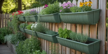 Jardin vertical sur clôture : créer des jardinières avec des gouttières PVC recyclées