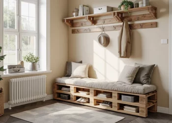 Meuble d’entrée en palettes : fabriquer un banc, des tiroirs et un porte-manteaux
