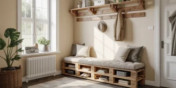 Meuble d’entrée en palettes : fabriquer un banc, des tiroirs et un porte-manteaux