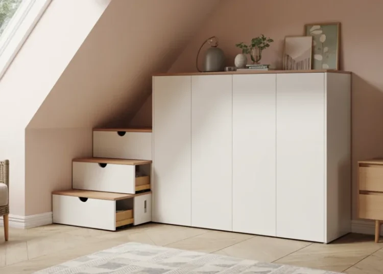 Escalier de rangement sous combles avec marches coulissantes : guide de fabrication