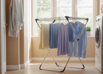 Espace de séchage du linge intégré : solutions DIY pour buanderie et couloir