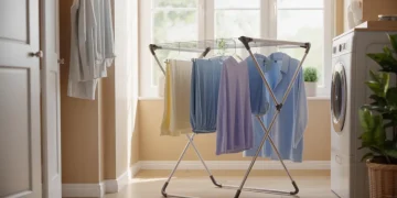Espace de séchage du linge intégré : solutions DIY pour buanderie et couloir
