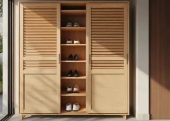 Meuble à chaussures avec portes à lamelles ventilées : guide de fabrication en contreplaqué