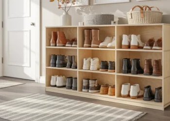 Meuble à chaussures d’hiver fait maison : construction en contreplaqué pour moins de 50 €