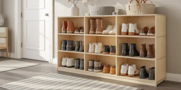 Meuble à chaussures d’hiver fait maison : construction en contreplaqué pour moins de 50 €