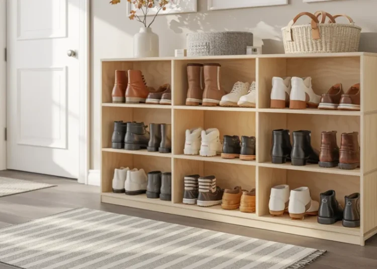 Meuble à chaussures d’hiver fait maison : construction en contreplaqué pour moins de 50 €